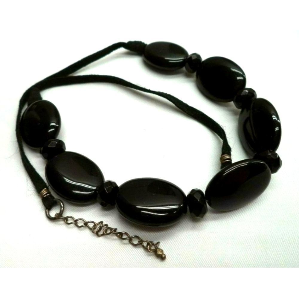 5/$21 ❤️ 925 STERLING SILVER BLACK GLASS BEAD NECKLACE